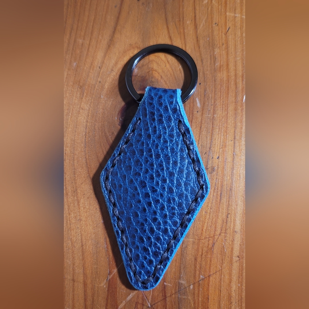 Blue Leather Key Fob